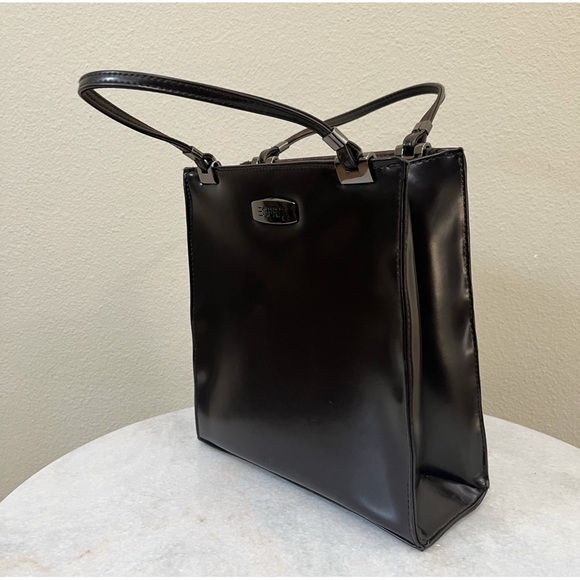 Vintage 90s Y2K Esprit Brown Faux Leather Mini Top Handle Box Bag - Picture 9 of 9